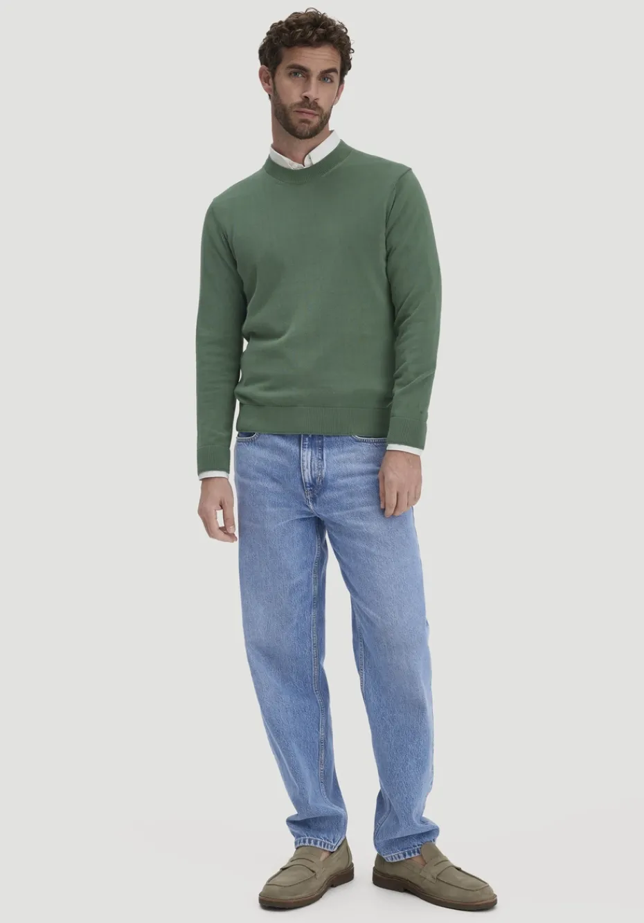 hessnatur Strick Pullover Regular aus reiner Bio-Baumwolle von efeugrün Sale