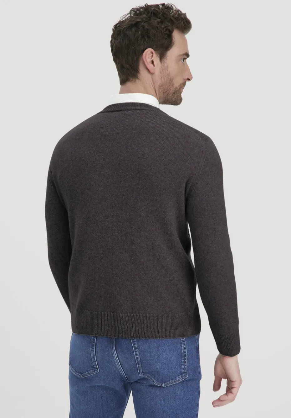 hessnatur Strick Pullover Regular aus Bio-Merinowolle mit Bio-Baumwolle von kaffeebraun New