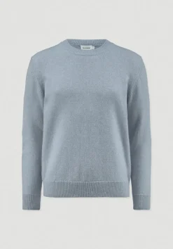 hessnatur Strick Pullover Regular aus Bio-Merinowolle mit Bio-Baumwolle von helles jeansblau Sale