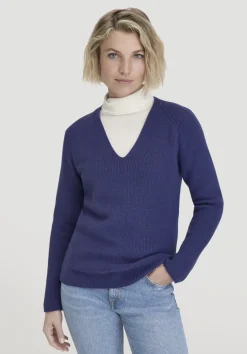hessnatur Strick Pullover Regular aus reiner Bio-Baumwolle von irisblau Outlet
