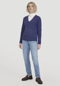 hessnatur Strick Pullover Regular aus reiner Bio-Baumwolle von irisblau Outlet