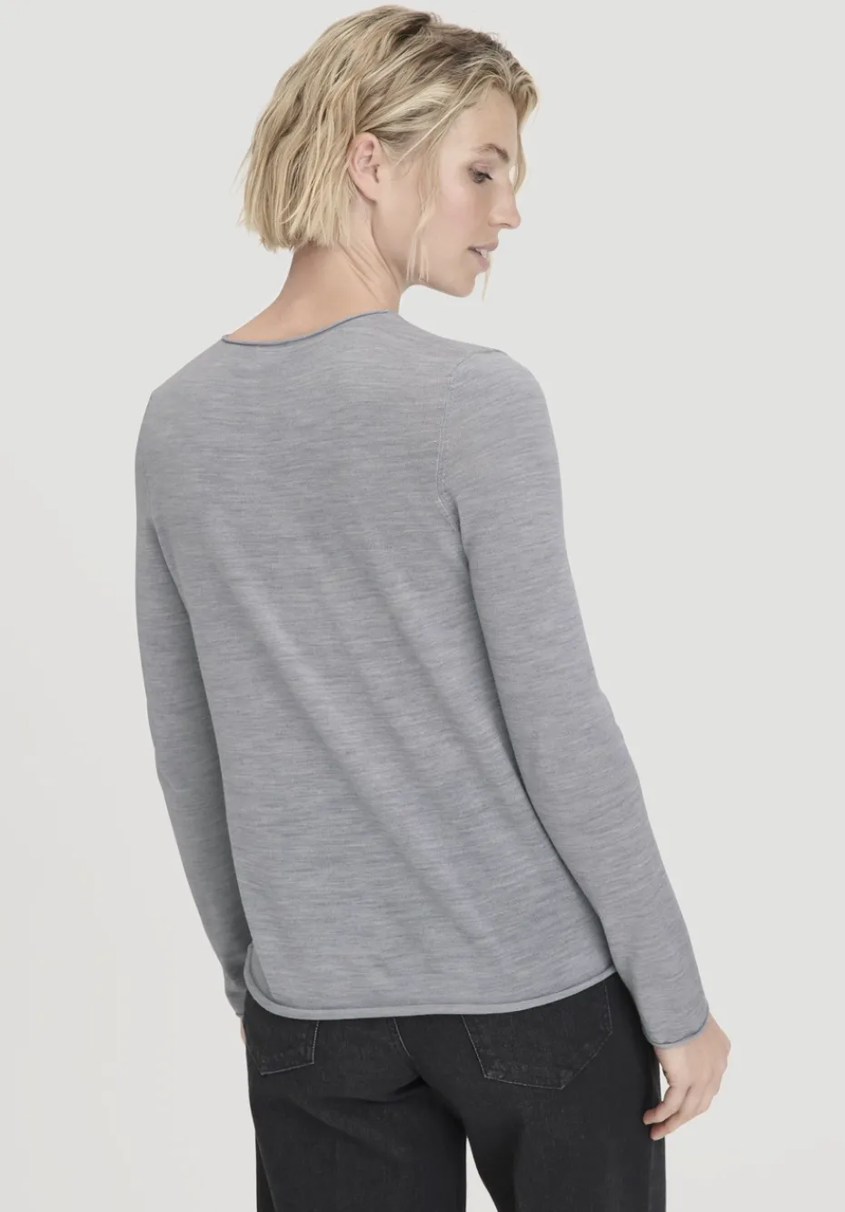 hessnatur Strick Pullover Regular aus reiner Bio-Merinowolle von hellgrau Outlet