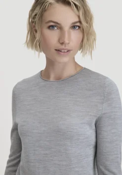 hessnatur Strick Pullover Regular aus reiner Bio-Merinowolle von hellgrau Outlet