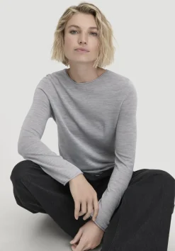 hessnatur Strick Pullover Regular aus reiner Bio-Merinowolle von hellgrau Outlet
