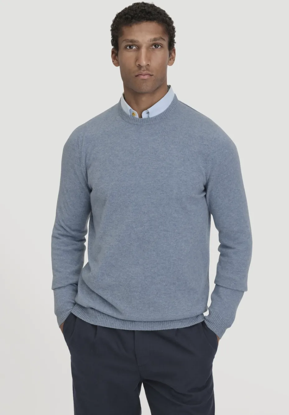 hessnatur Strick Pullover Regular aus Bio-Merinowolle mit Cashmere von helles jeansblau Best