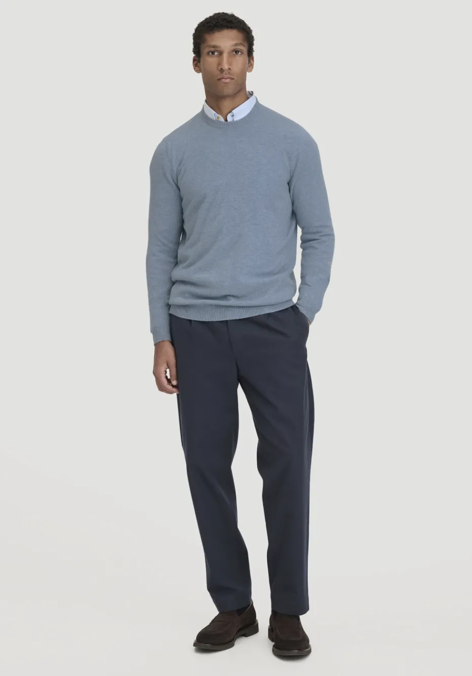 hessnatur Strick Pullover Regular aus Bio-Merinowolle mit Cashmere von helles jeansblau Best