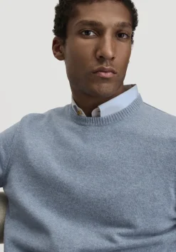 hessnatur Strick Pullover Regular aus Bio-Merinowolle mit Cashmere von helles jeansblau Best