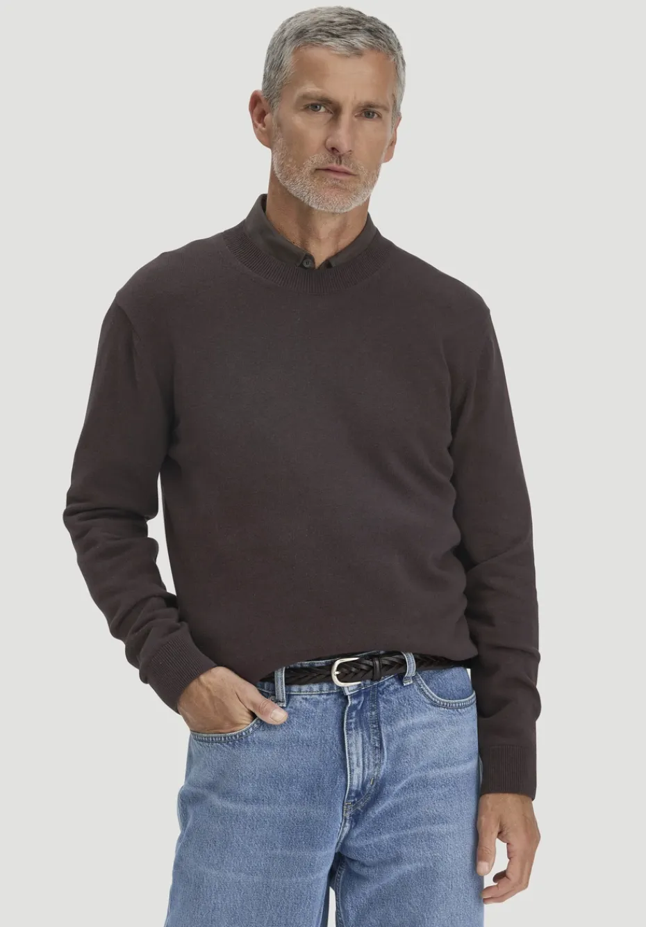 hessnatur Strick Pullover Regular aus reiner Bio-Baumwolle von kaffeebraun Online