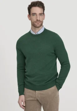 hessnatur Strick Pullover Regular aus Bio-Merinowolle mit Cashmere von tannengrün