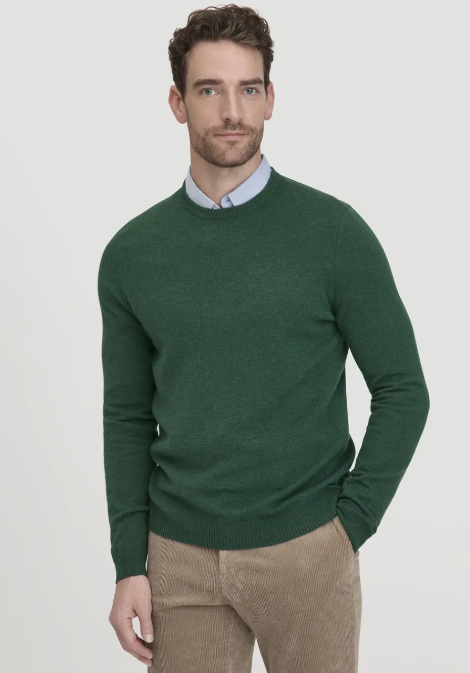 hessnatur Strick Pullover Regular aus Bio-Merinowolle mit Cashmere von tannengrün