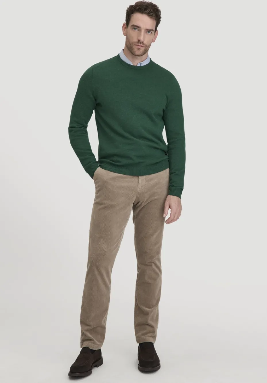 hessnatur Strick Pullover Regular aus Bio-Merinowolle mit Cashmere von tannengrün