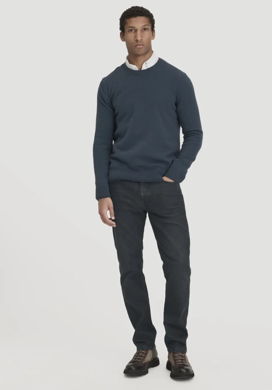 hessnatur Strick Pullover Regular aus Bio-Merinowolle mit Bio-Baumwolle von dunkles petrol Clearance