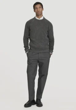 hessnatur Strick Pullover Regular aus Bio-Baumwolle mit Bio-Merinowolle von dunkelgrau Sale