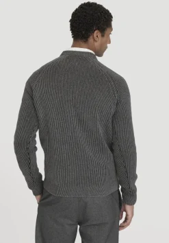 hessnatur Strick Pullover Regular aus Bio-Baumwolle mit Bio-Merinowolle von dunkelgrau Sale