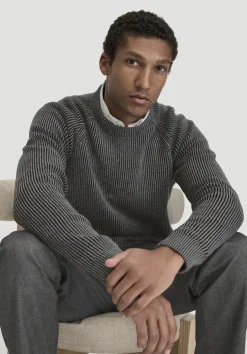 hessnatur Strick Pullover Regular aus Bio-Baumwolle mit Bio-Merinowolle von dunkelgrau Sale