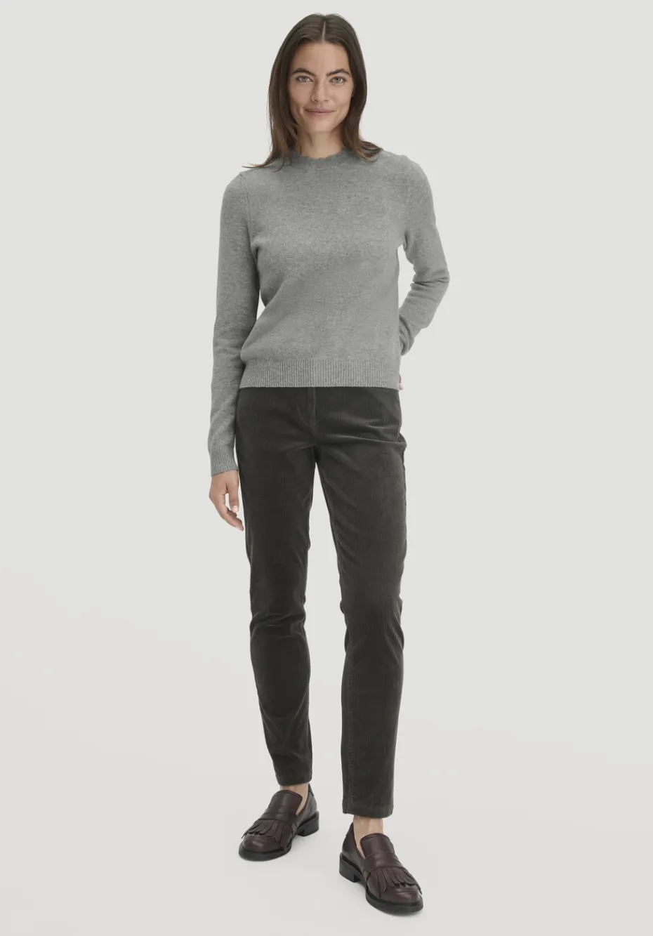hessnatur Strick Pullover Regular aus Bio-Merinowolle mit Cashmere von grau Best
