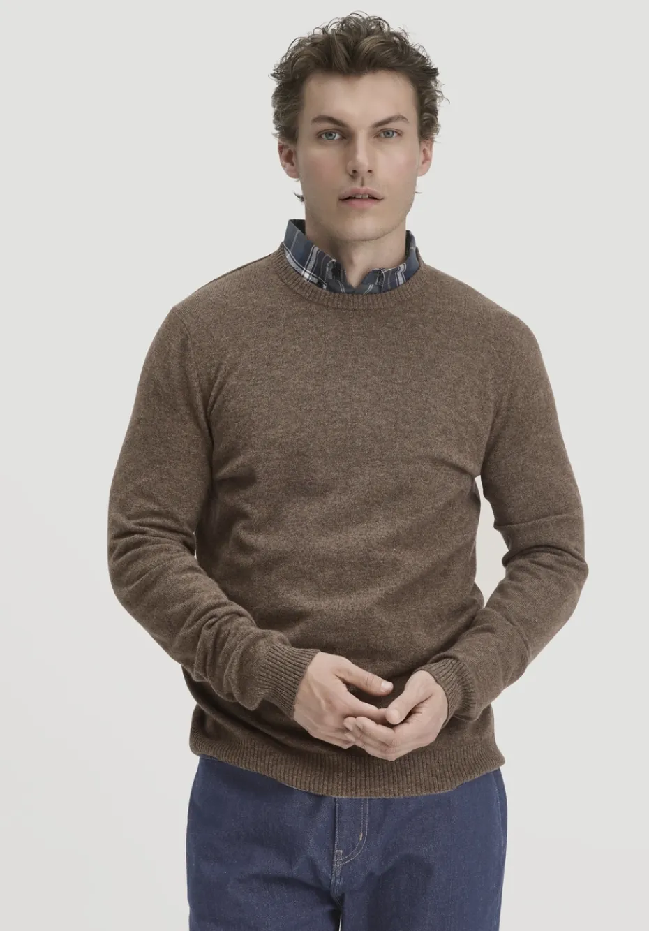 hessnatur Strick Pullover Regular aus Bio-Merinowolle mit Cashmere von sand New
