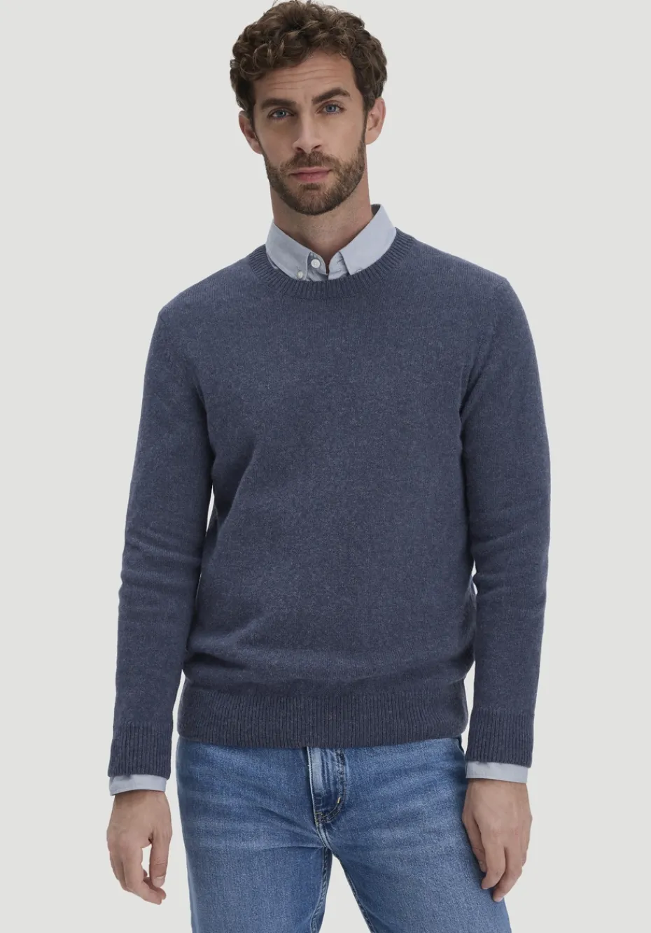 hessnatur Strick Pullover Regular aus Bio-Merinowolle mit Bio-Baumwolle von mitternachtsblau Online