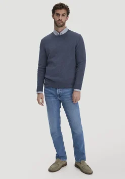 hessnatur Strick Pullover Regular aus Bio-Merinowolle mit Bio-Baumwolle von mitternachtsblau Online