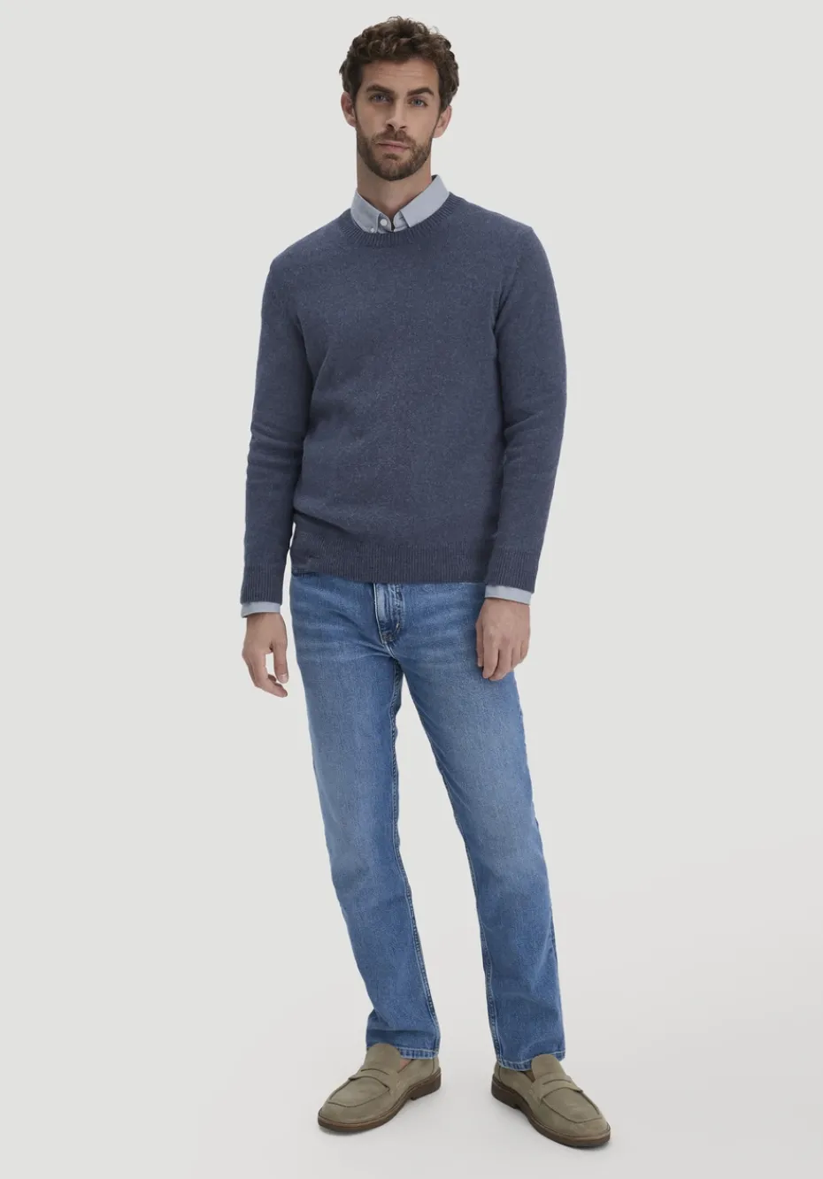 hessnatur Strick Pullover Regular aus Bio-Merinowolle mit Bio-Baumwolle von mitternachtsblau Online