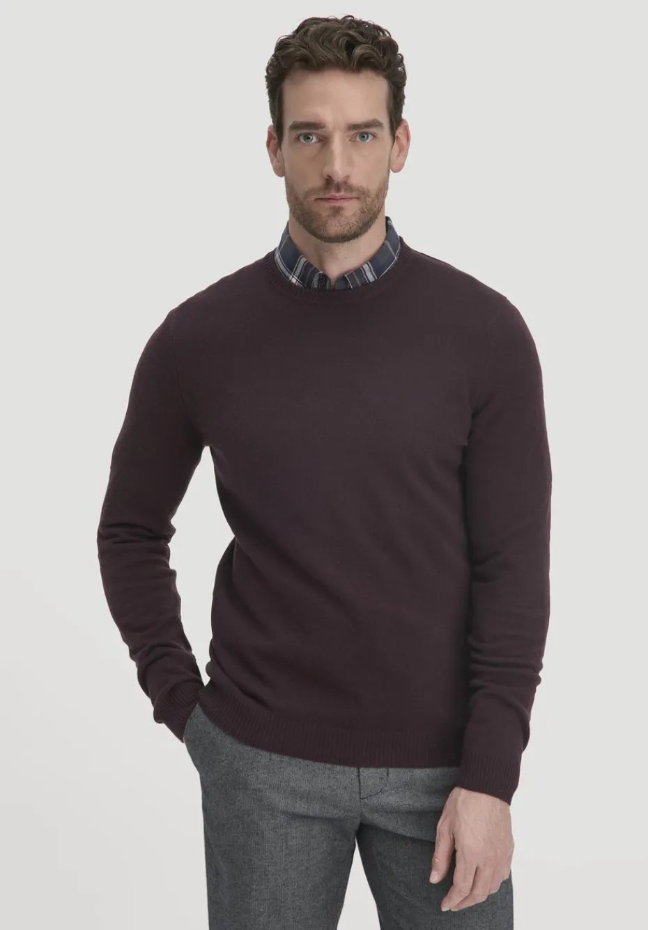 hessnatur Strick Pullover Regular aus Bio-Merinowolle mit Cashmere von schwarzbeere Clearance
