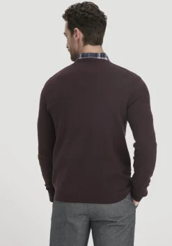 hessnatur Strick Pullover Regular aus Bio-Merinowolle mit Cashmere von schwarzbeere Clearance