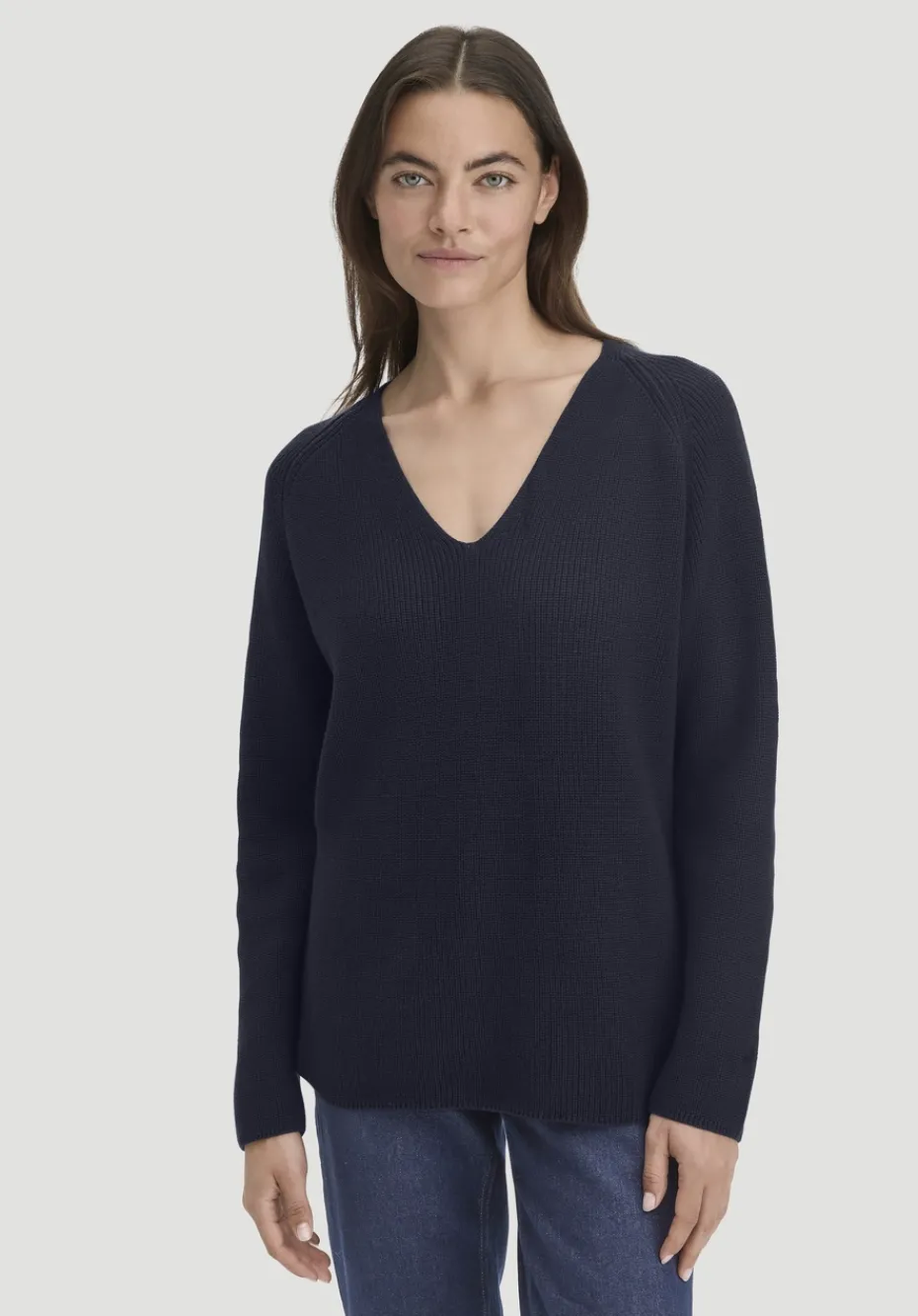 hessnatur Strick Pullover Regular aus reiner Bio-Baumwolle von marine Sale