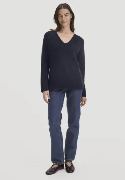 hessnatur Strick Pullover Regular aus reiner Bio-Baumwolle von marine Sale