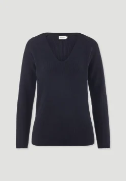 hessnatur Strick Pullover Regular aus reiner Bio-Baumwolle von marine Sale