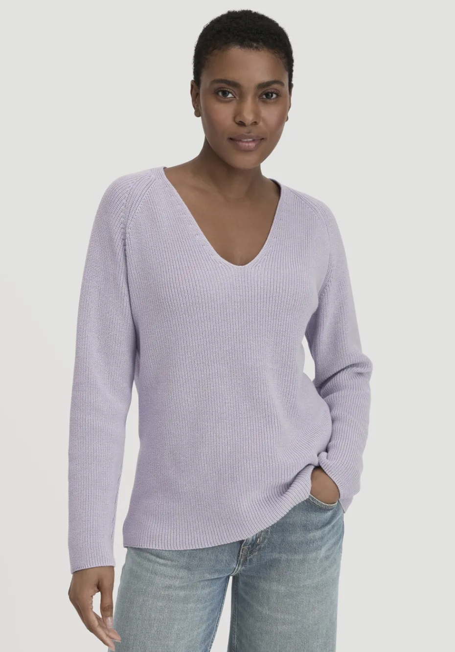 hessnatur Strick Pullover Regular aus reiner Bio-Baumwolle von pastell lavendel New
