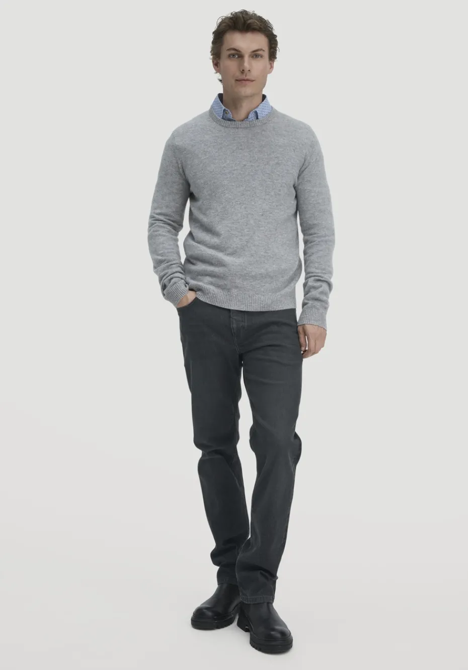 hessnatur Strick Pullover Regular BETTER RECYCLING aus reinem Cashmere von hellgrau Hot