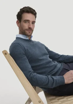 hessnatur Strick Pullover Regular BETTER RECYCLING aus reinem Cashmere von helles jeansblau Online