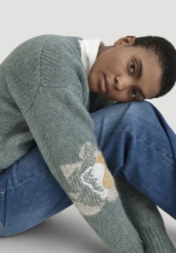 hessnatur Strick Pullover Relaxed aus Alpaka mit Baumwolle von fichtengrün Clearance