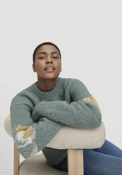 hessnatur Strick Pullover Relaxed aus Alpaka mit Baumwolle von fichtengrün Clearance