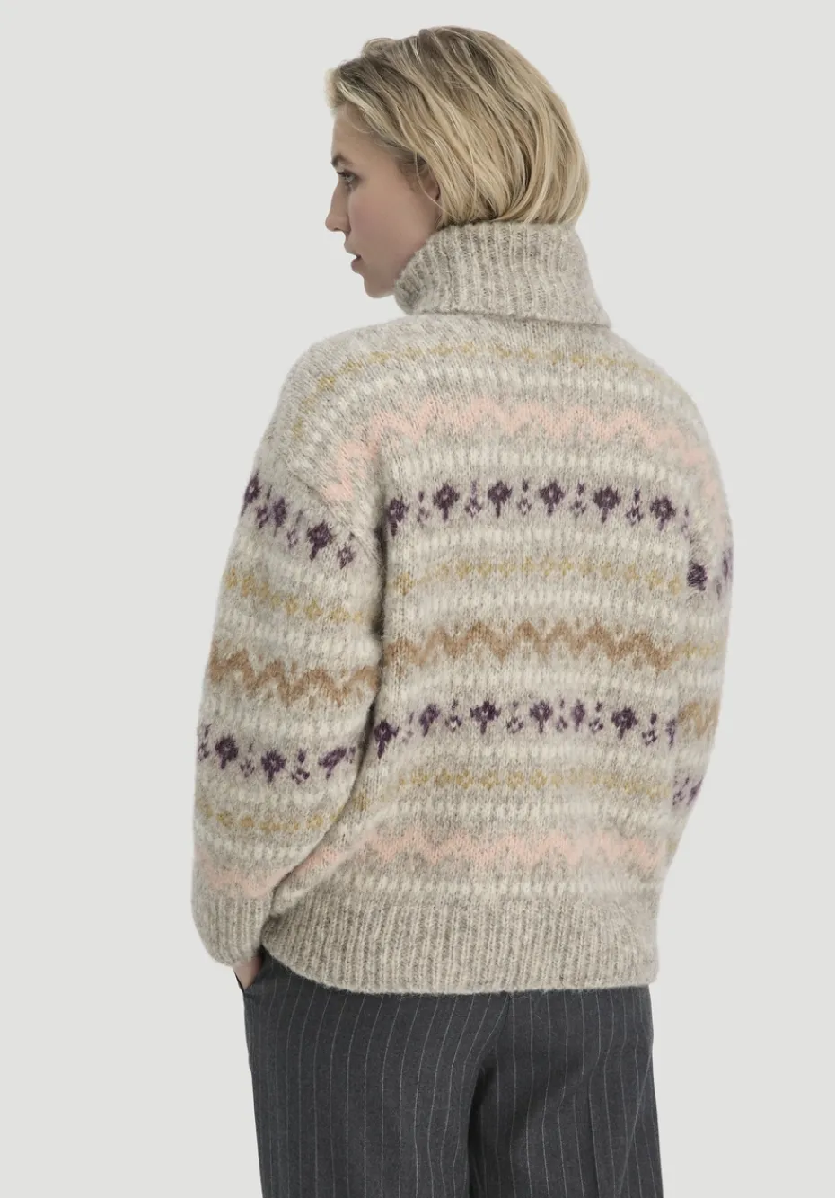 hessnatur Strick Pullover Relaxed aus Alpaka mit Bio-Baumwolle von naturgrau Hot