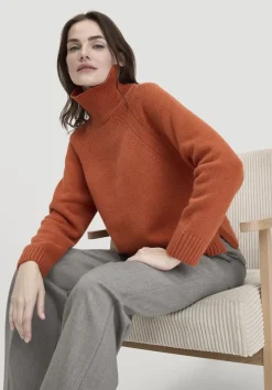 hessnatur Strick Pullover Relaxed aus Bio-Merinowolle mit Bio-Baumwolle von rotorange