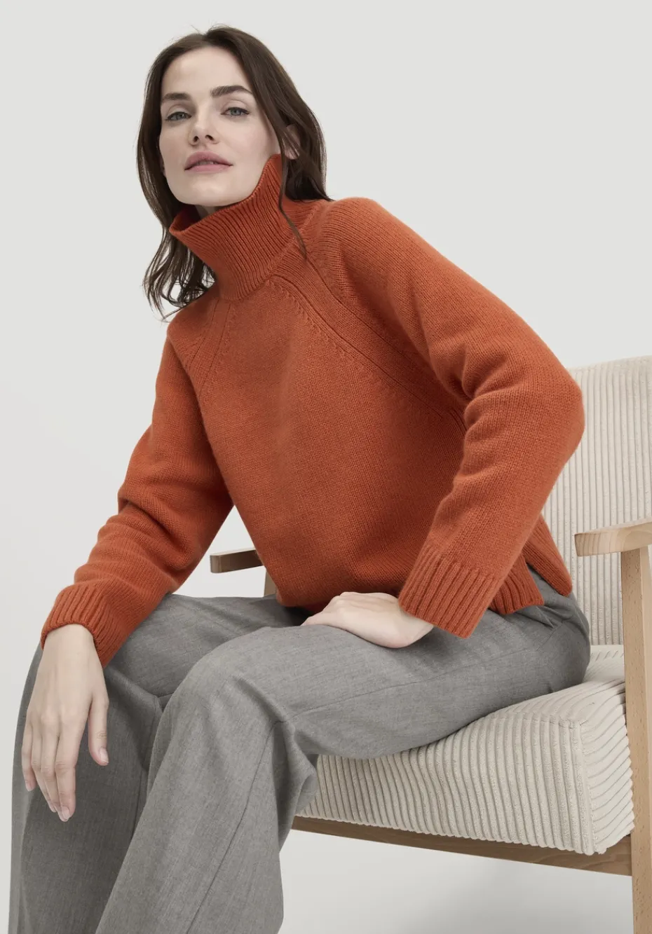 hessnatur Strick Pullover Relaxed aus Bio-Merinowolle mit Bio-Baumwolle von rotorange