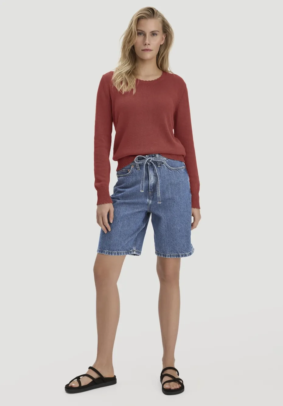 hessnatur Strick Pullover Relaxed aus Leinen mit Bio-Baumwolle und LENZING™ ECOVERO von terrakotta Clearance