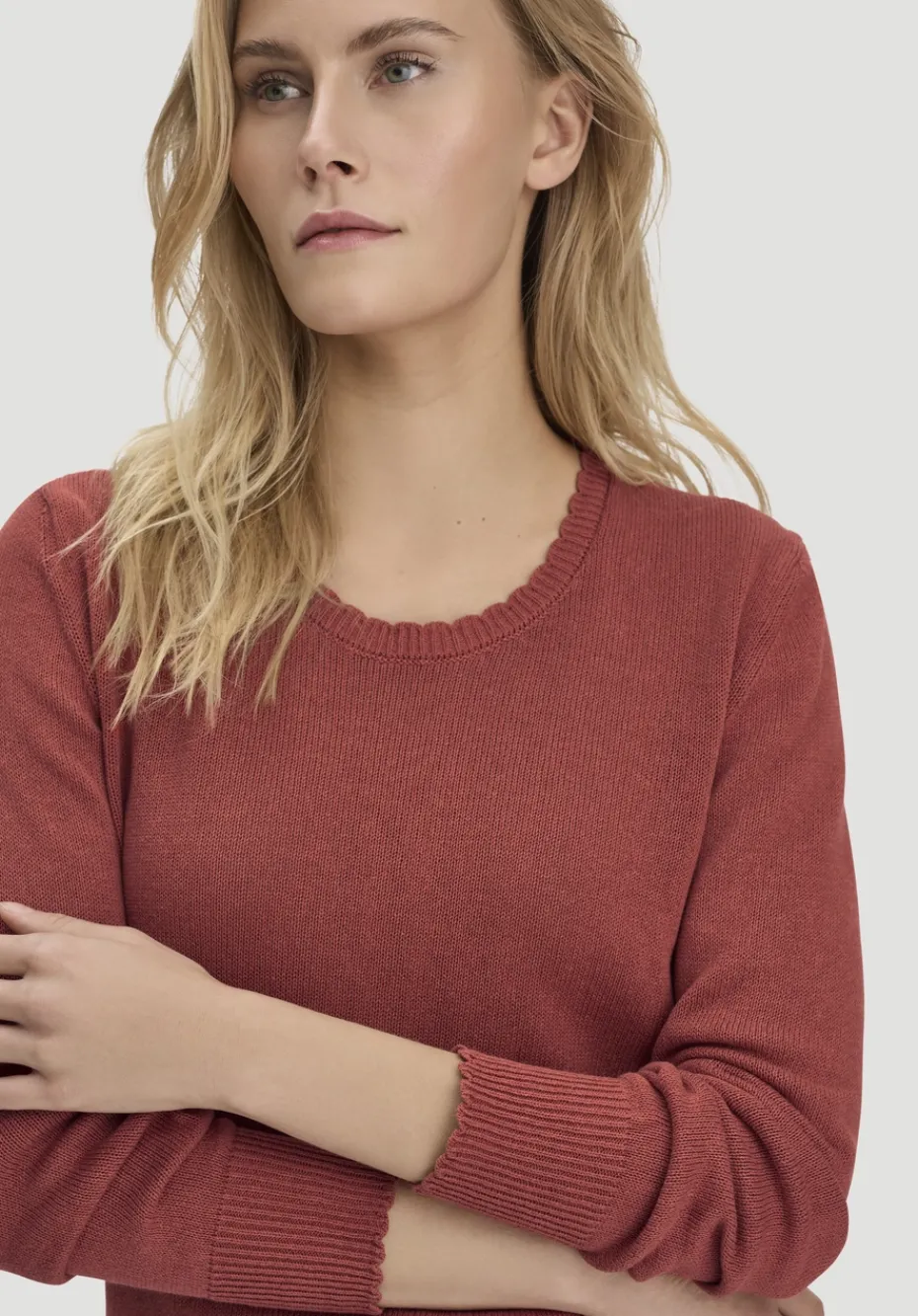 hessnatur Strick Pullover Relaxed aus Leinen mit Bio-Baumwolle und LENZING™ ECOVERO von terrakotta Clearance