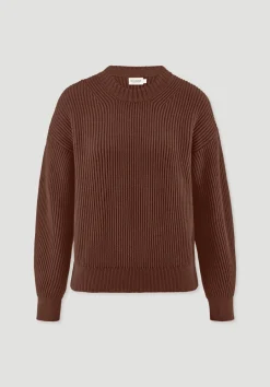 hessnatur Strick Pullover Relaxed aus reiner Bio-Baumwolle von dunkles rost New