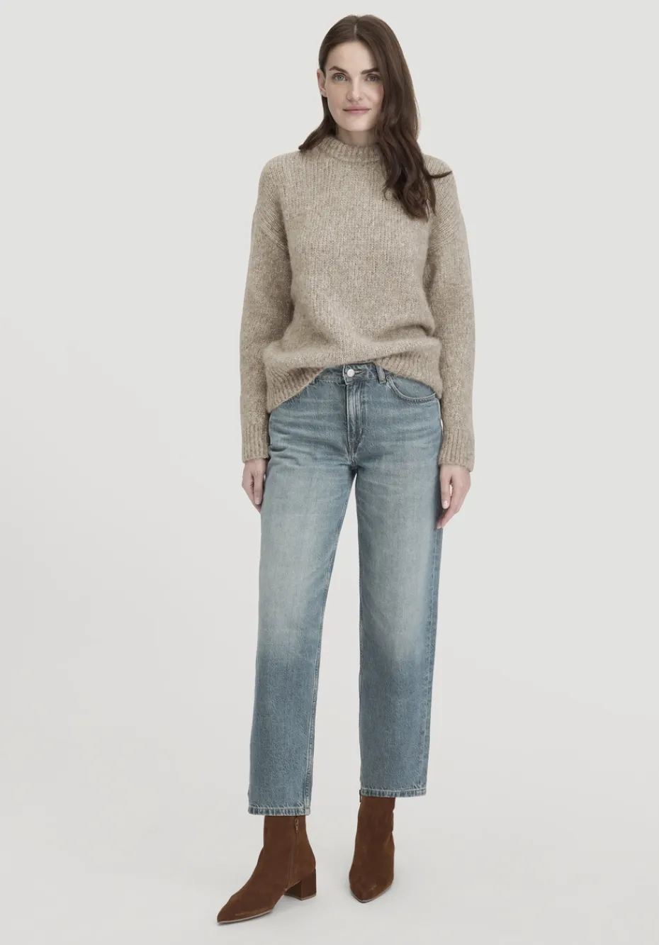 hessnatur Strick Pullover Relaxed aus Alpaka mit Bio-Baumwolle von naturbeige Sale
