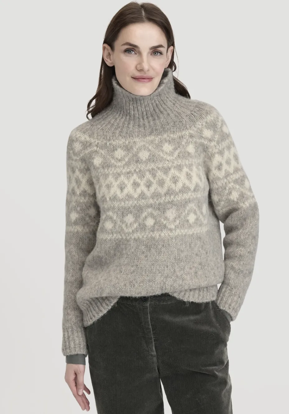 hessnatur Strick Pullover Relaxed aus Alpaka mit Bio-Baumwolle von naturgrau New
