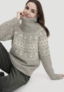 hessnatur Strick Pullover Relaxed aus Alpaka mit Bio-Baumwolle von naturgrau New