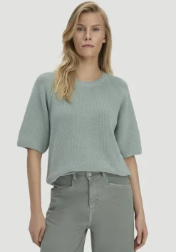 hessnatur Strick Pullover Relaxed aus reiner Bio-Baumwolle von mattgrün New