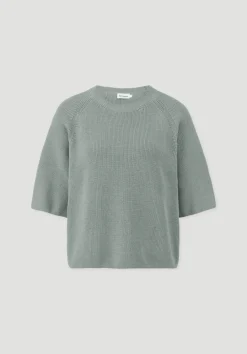 hessnatur Strick Pullover Relaxed aus reiner Bio-Baumwolle von mattgrün New
