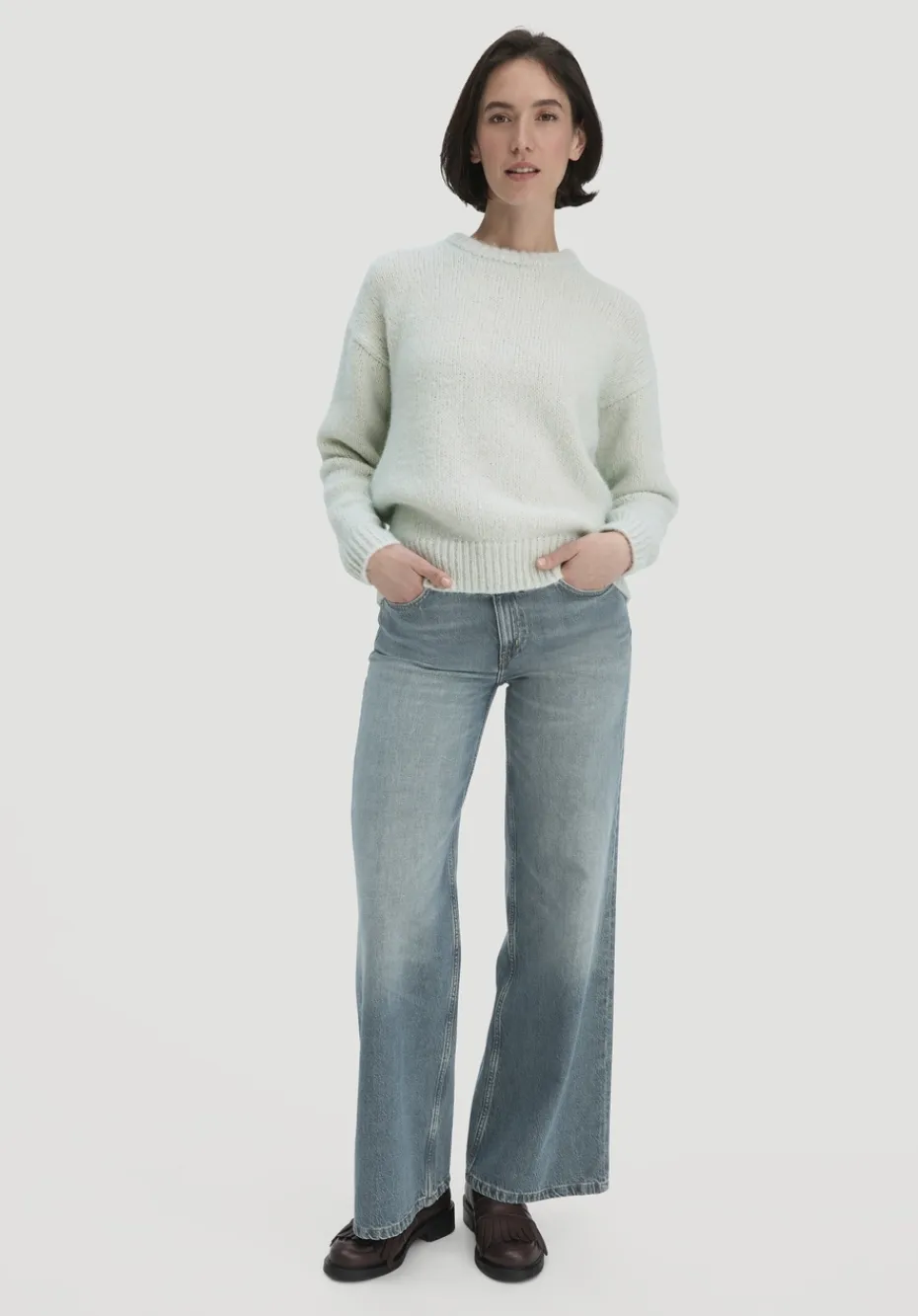 hessnatur Strick Pullover Relaxed aus Alpaka mit Bio-Baumwolle von hellblau