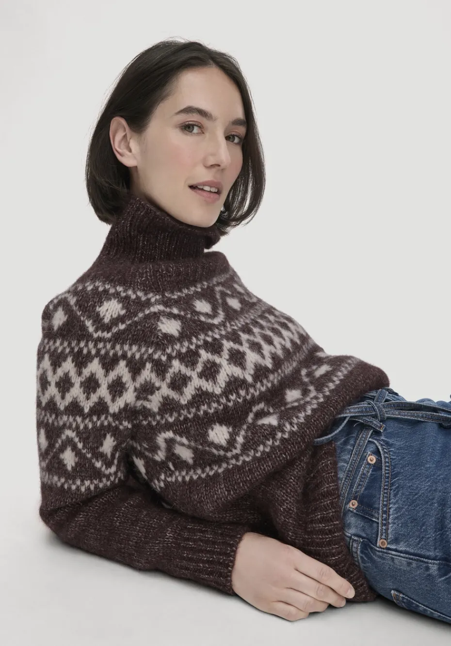 hessnatur Strick Pullover Relaxed aus Alpaka mit Bio-Baumwolle von schwarzbeere Online