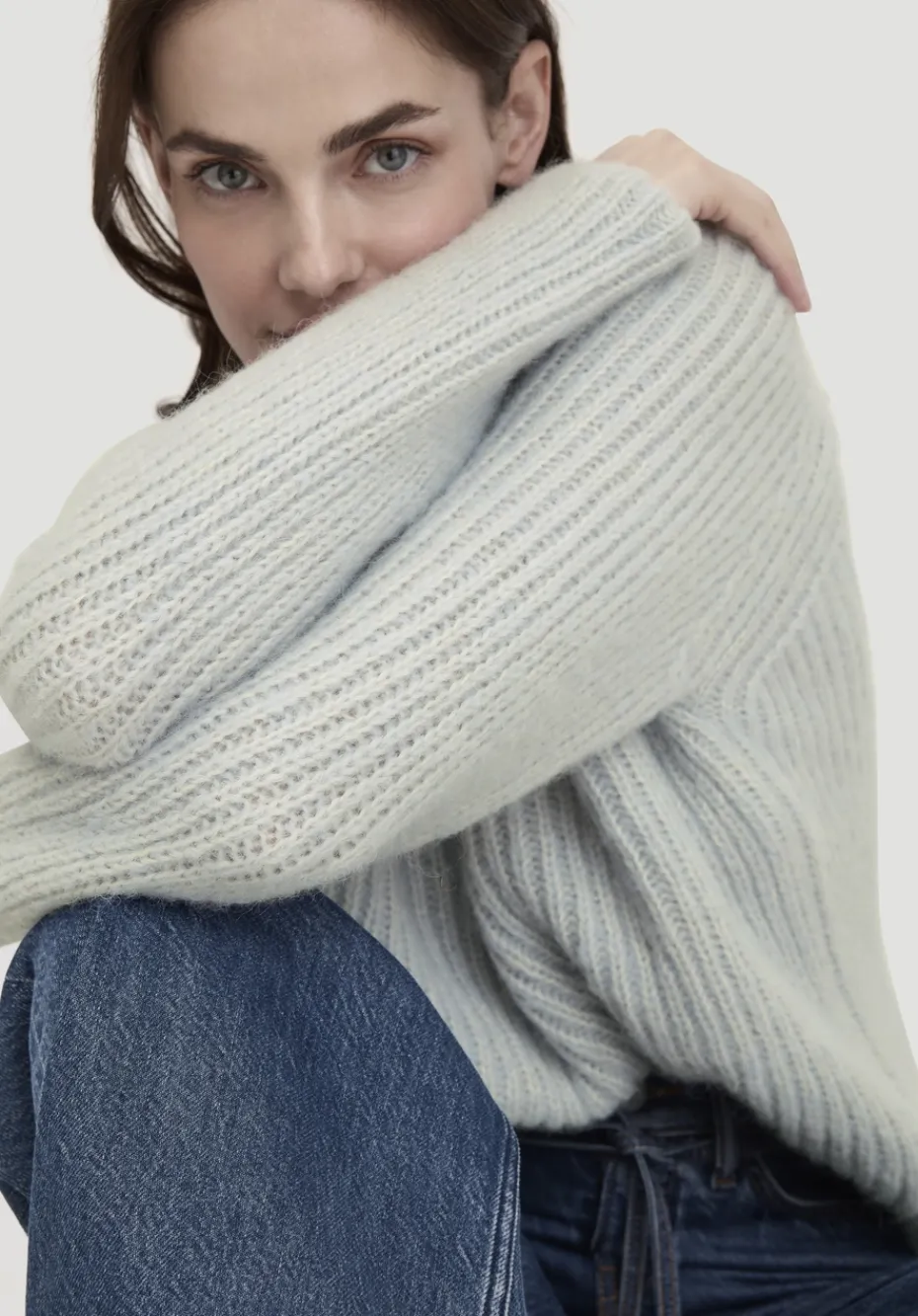 hessnatur Strick Pullover Relaxed aus Alpaka mit Bio-Baumwolle von himmelblau Best