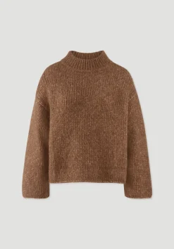 hessnatur Strick Pullover Relaxed aus Alpaka mit Bio-Baumwolle von cognac