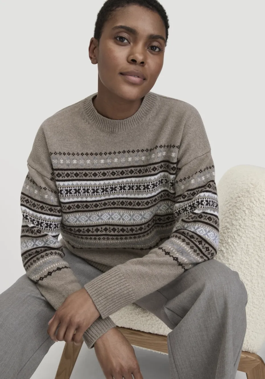 hessnatur Strick Pullover Relaxed BETTER RECYCLING aus reiner Bio-Merinowolle von camel